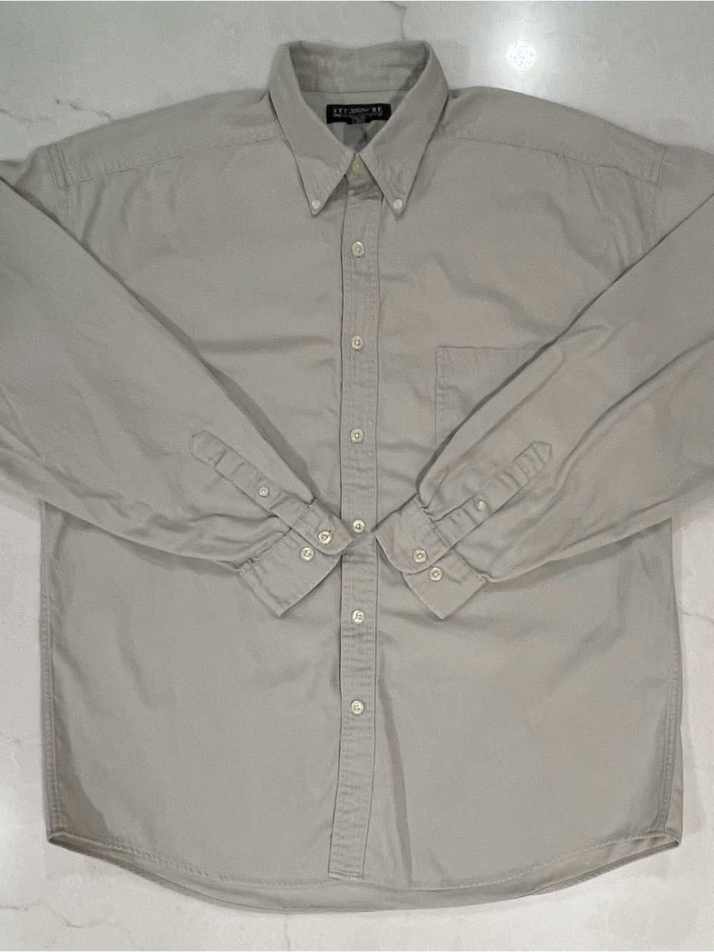 Vintage 90s Structure Corduroy Shirt Mens Large Tan Beige Fine Wale Long Sleeve